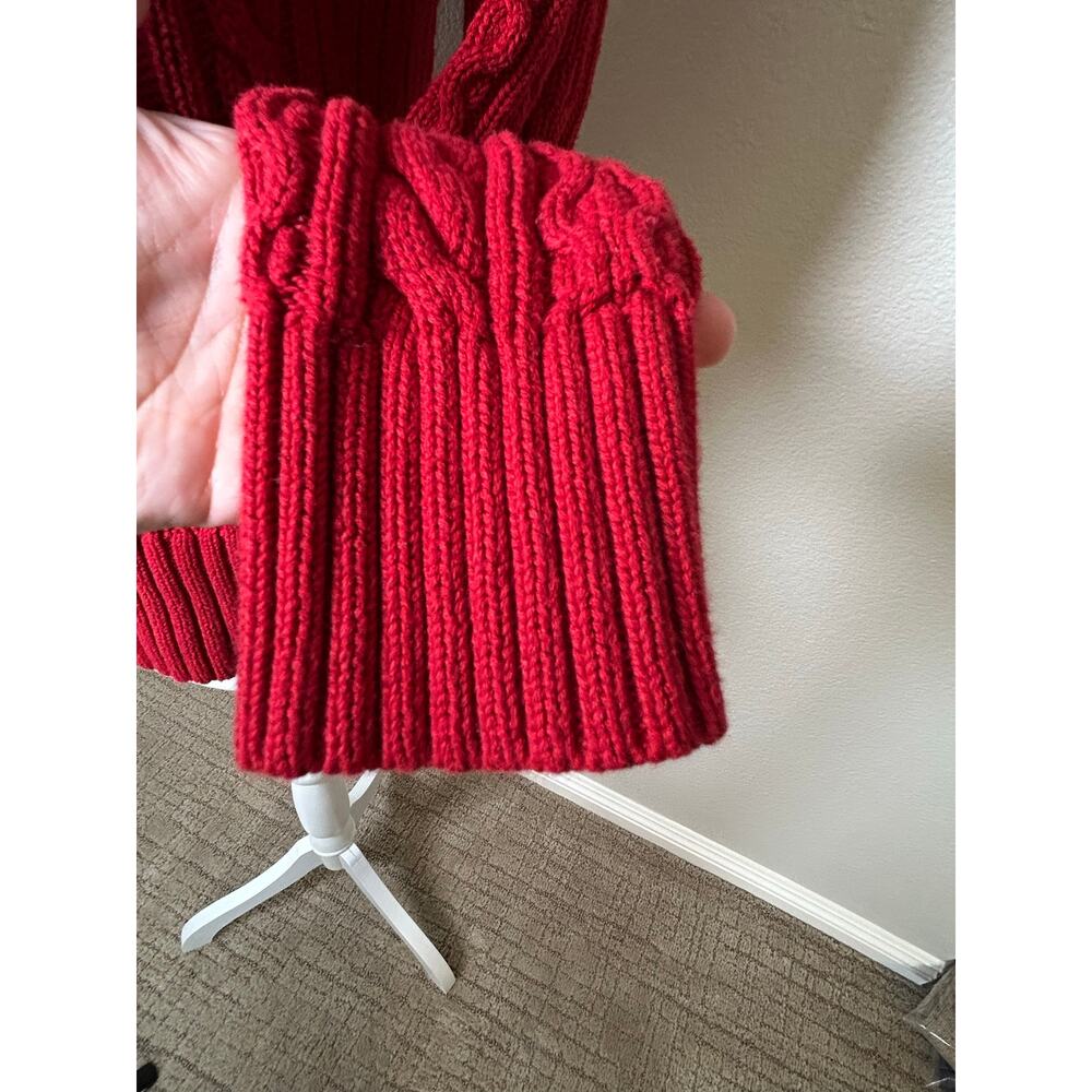 Lauren Ralph Lauren women's red cotton cable knit 1/2 gold zip vintage sweater M - Picture 5 of 9